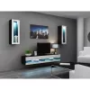 TV statīvs Cama Meble VIGO NEW 30/140/40, 1400×400×300 mm, melna augšdaļa, skaidu plāksne, melns rāmis