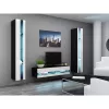 TV statīvs Cama Meble VIGO NEW 30/140/40, 1400×400×300 mm, melna augšdaļa, skaidu plāksne, melns rāmis