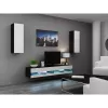 TV statīvs Cama Meble VIGO NEW 30/140/40, 1400×400×300 mm, melna augšdaļa, skaidu plāksne, melns rāmis