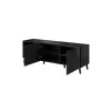 TV skapis cama meble ABETO 150x42x52 cm, melns spīdīgs, MDF virsma, melns rāmis