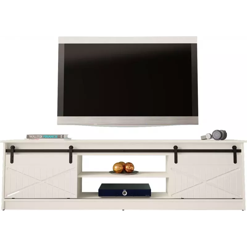 TV skapis Cama Meble GRANERO RTV 200x56,7x35 cm — balts virspuse, skaidu plātnes korpuss