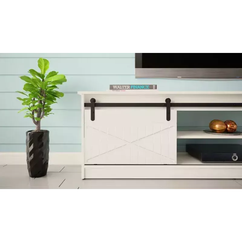 TV skapis Cama Meble GRANERO RTV 200x56,7x35 cm — balts virspuse, skaidu plātnes korpuss