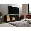 TV skapis cama meble ETNA 200×42×52 cm, melna matēta virsma, ozola amatniecības rāmis