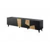 TV skapis cama meble ETNA 200×42×52 cm, melna matēta virsma, ozola amatniecības rāmis