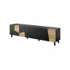TV skapis cama meble ETNA 200×42×52 cm, melna matēta virsma, ozola amatniecības rāmis