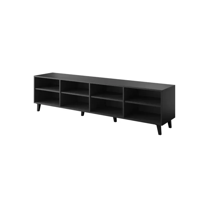 TV skapis cama meble ETNA 200×42×52 cm, melna matēta virsma, ozola amatniecības rāmis