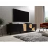 TV skapis cama meble ETNA 200×42×52 cm, melna matēta virsma, ozola amatniecības rāmis