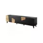 TV skapis cama meble ETNA 200×42×52 cm, melna matēta virsma, ozola amatniecības rāmis