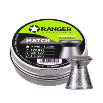 Pneimatisko ieroču lodītes RANGER PRORO 4.5 mm Diabolo — 500 gab., sudraba, alumīnija dozators