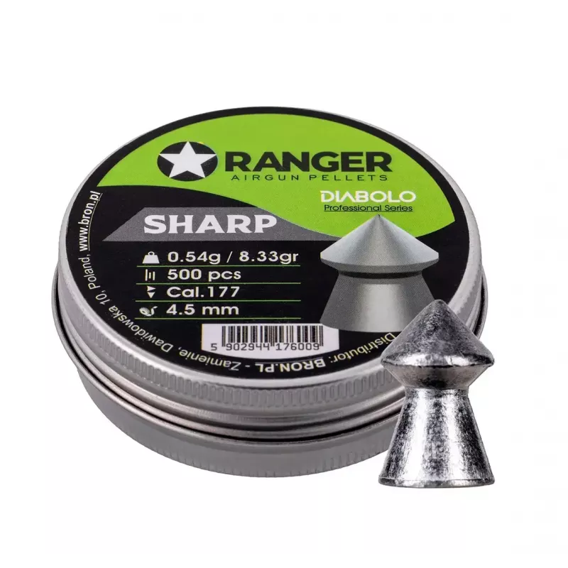 Gun granulas RANGER PRORO.45.500.S — 4,5 mm diabolo asais smaile, 500 gab., alumīnija dozators