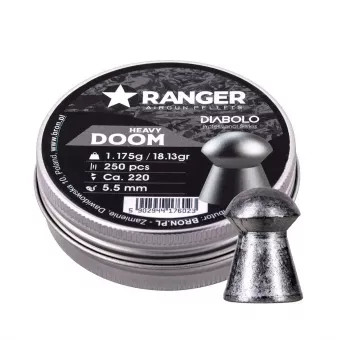 Gun pellets RANGER PRORO.55.250.DH Diabolo 5.5 mm, 250 gab., sudraba krāsā, alumīnija dozators