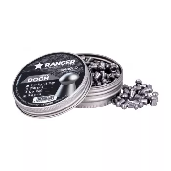 Gun pellets RANGER PRORO.55.250.DH Diabolo 5.5 mm, 250 gab., sudraba krāsā, alumīnija dozators