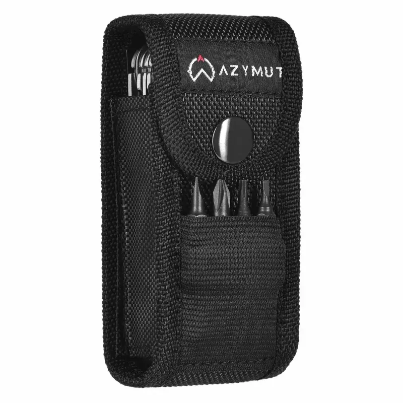Multitool AZYMUT Trohon H-P2010121 — pilna izmēra 12 rīku nerūsējošā tērauda knaibles, 8 uzgaļi, salocīts 10,5 cm, 381 g