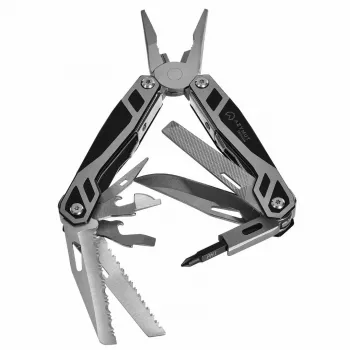 Multitool AZYMUT Trohon H-P2010121 — pilna izmēra 12 rīku nerūsējošā tērauda knaibles, 8 uzgaļi, salocīts 10,5 cm, 381 g