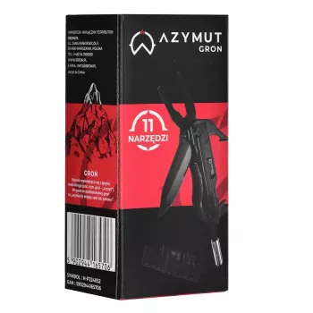Multitool AZYMUT Gron — pilna izmēra daudzfunkciju rīks, 11 rīki, 9 uzgaļi, nerūsējošais tērauds, salocīts 11 cm, izvērsts 15,4 cm