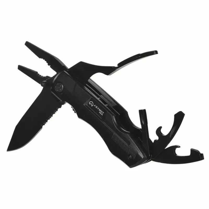 Multitool AZYMUT Gron — pilna izmēra daudzfunkciju rīks, 11 rīki, 9 uzgaļi, nerūsējošais tērauds, salocīts 11 cm, izvērsts 15,4 cm