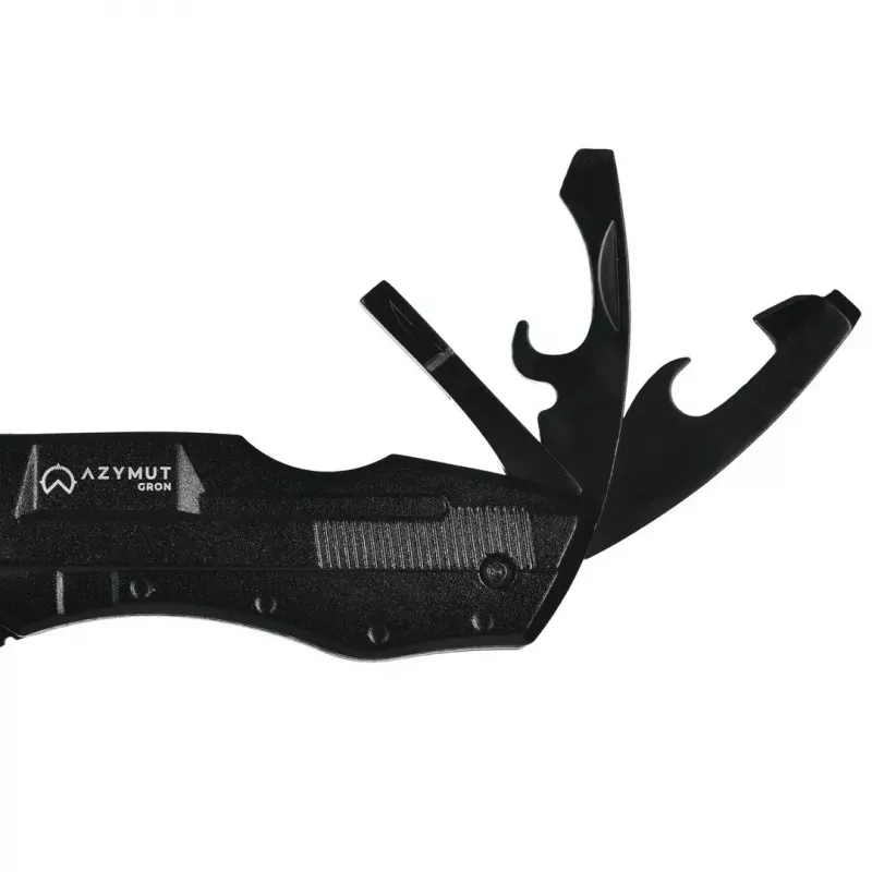 Multitool AZYMUT Gron — pilna izmēra daudzfunkciju rīks, 11 rīki, 9 uzgaļi, nerūsējošais tērauds, salocīts 11 cm, izvērsts 15,4 cm