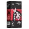 Multifunkcionālais instruments AZYMUT Turon 10 rīku karabīne H-P224108 — nerūsējošais tērauds 420, 10 funkcijas, salocīts 11 cm, svars 224 g, ādas maciņš