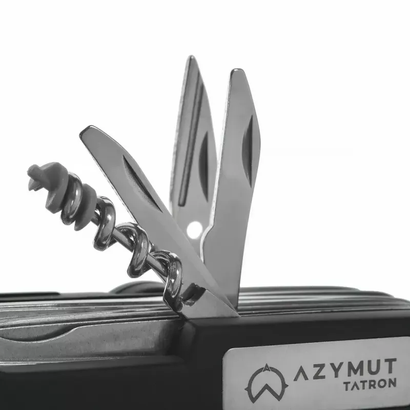 Kabatas nazis AZYMUT Tatron daudzfunkcionāls saliekamais nazis 25 instrumenti, nerūsējošais tērauds, 9 cm salocītā veidā, 200 g, ādas maciņš