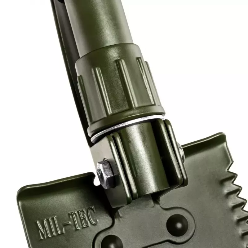 Salokāmā lāpsta Mil-Tec Mini II — kompakts tranšeju rīks, 405 mm garums, 100 mm lāpstas platums, 560 g, salokāma (15,5 x 10 x 6,5 cm)