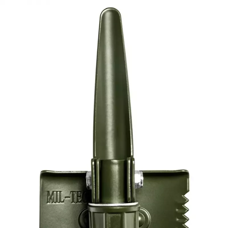 Salokāmā lāpsta Mil-Tec Mini II — kompakts tranšeju rīks, 405 mm garums, 100 mm lāpstas platums, 560 g, salokāma (15,5 x 10 x 6,5 cm)