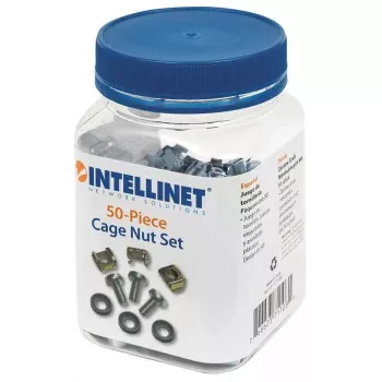Cage nuts pack INTELLINET 711081 — plastmasas korpuss, sudraba, montāžas komplekts, 10 g