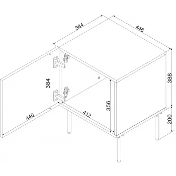 Naktsgaldiņš Cama meble SIENA 44.5×40×59 cm, matēts kašmira krāsā, MDF un skaidu plātne, 2 gab. komplekts