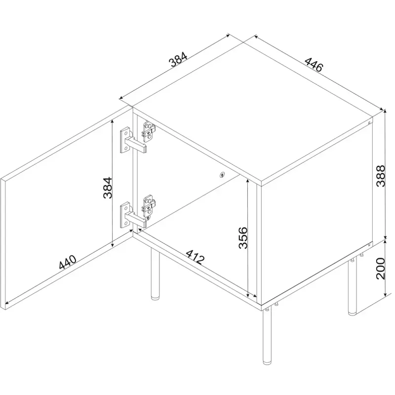 Naktsgaldiņš Cama meble SIENA 44.5×40×59 cm, matēts kašmira krāsā, MDF un skaidu plātne, 2 gab. komplekts