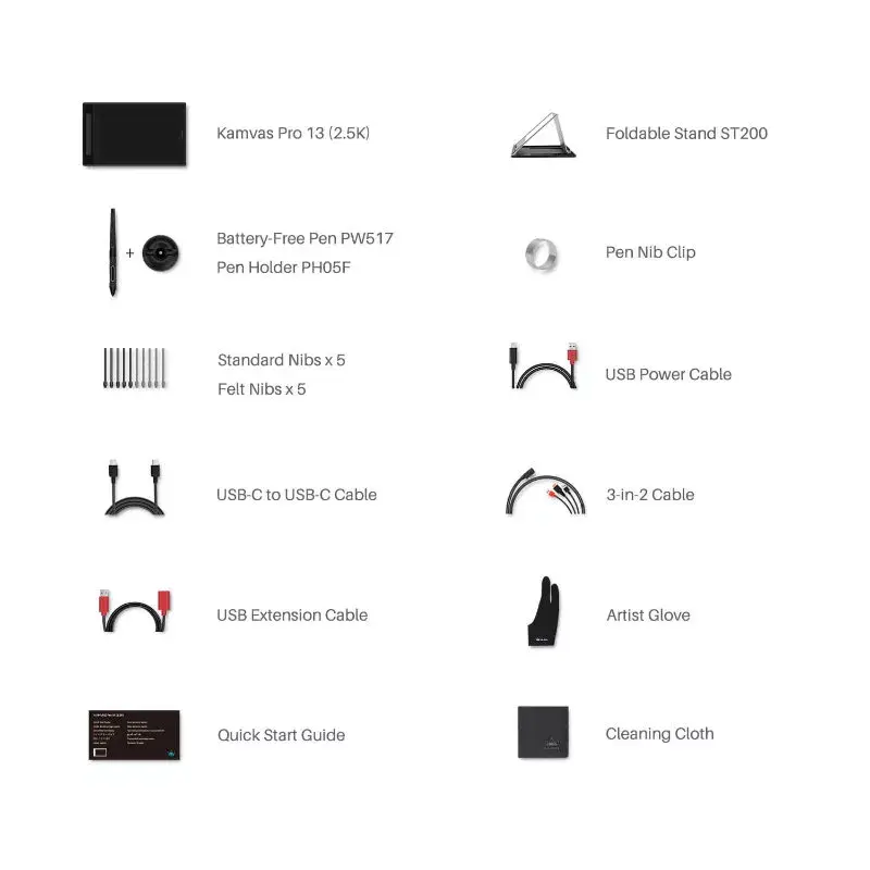 Grafikas planšete HUION Kamvas Pro 13 — 13,3 collu QLED IPS displejs 2560×1600, darba laukums 286,5×179 mm, 8192 spiediens, 5080 lpi