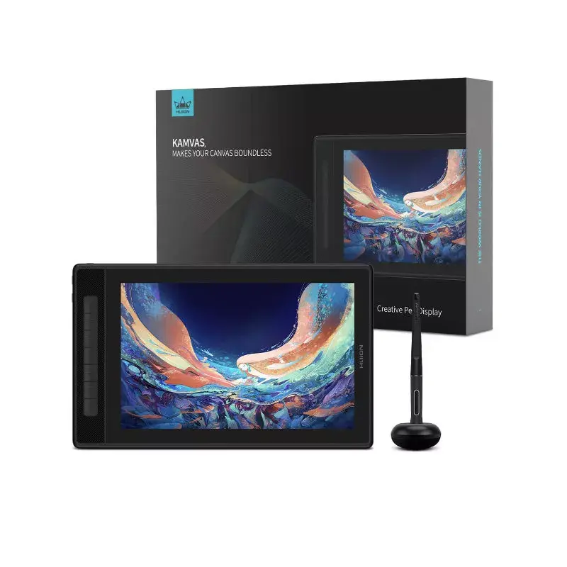 Grafikas planšete HUION Kamvas Pro 13 — 13,3 collu QLED IPS displejs 2560×1600, darba laukums 286,5×179 mm, 8192 spiediens, 5080 lpi