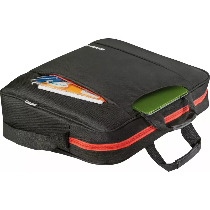 Portatīvā datora soma DEFENDER 15,6 collas (39,6 cm) — poliesters, noņemama plecu siksna, rāvējslēdzējs, melna