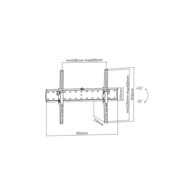 Gembird WM-70T-02 televizora sienas stiprinājums 37–70 collu, maks. 40 kg, VESA 200×200–600×400, slīpums ±12°, attālums līdz sienai 5,3 cm, tērauds, melns