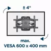 Sienas televizora stiprinājums Gembird WM-75ST-01 32–75 collu ekrāniem, VESA 600x400, 45,5 kg, regulējams attālums 4,9–49,1 cm, slīpums -5°–8°