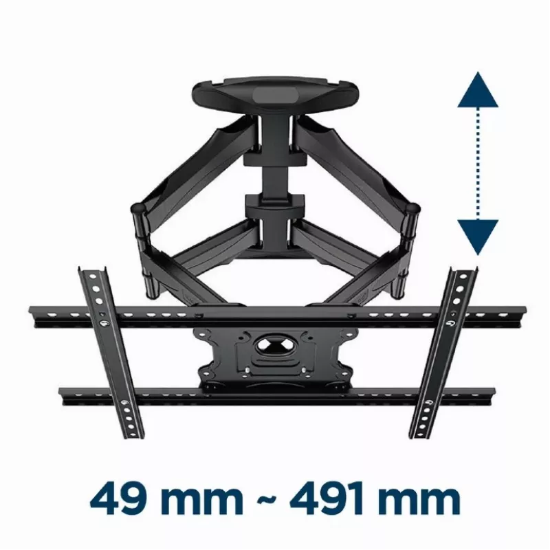 Sienas televizora stiprinājums Gembird WM-75ST-01 32–75 collu ekrāniem, VESA 600x400, 45,5 kg, regulējams attālums 4,9–49,1 cm, slīpums -5°–8°
