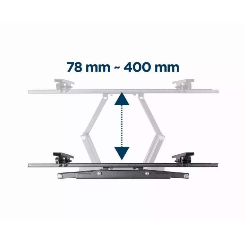 Sienas TV kronšteins GEMBIRD WM-70ST-01 ekrāniem no 37 collām līdz 70 collām, slīpums 0° līdz -20°, pagriešana ±60°, VESA 200×200–600×400, maks. 35 kg, melns