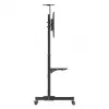 Grīdas TV un monitora stiprinājuma ratiņu statīvs MANHATTAN 461238, pārvietojams, melns, augstums 1803 mm, VESA 200x200–600x400, maks. 50 kg