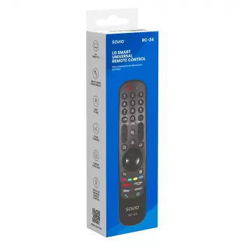 SAVIO RC-24 IR bezvadu universālā tālvadības pults televizoram, melna, spiedpogas, diapazons 10 m, atbalsta 1 ierīci