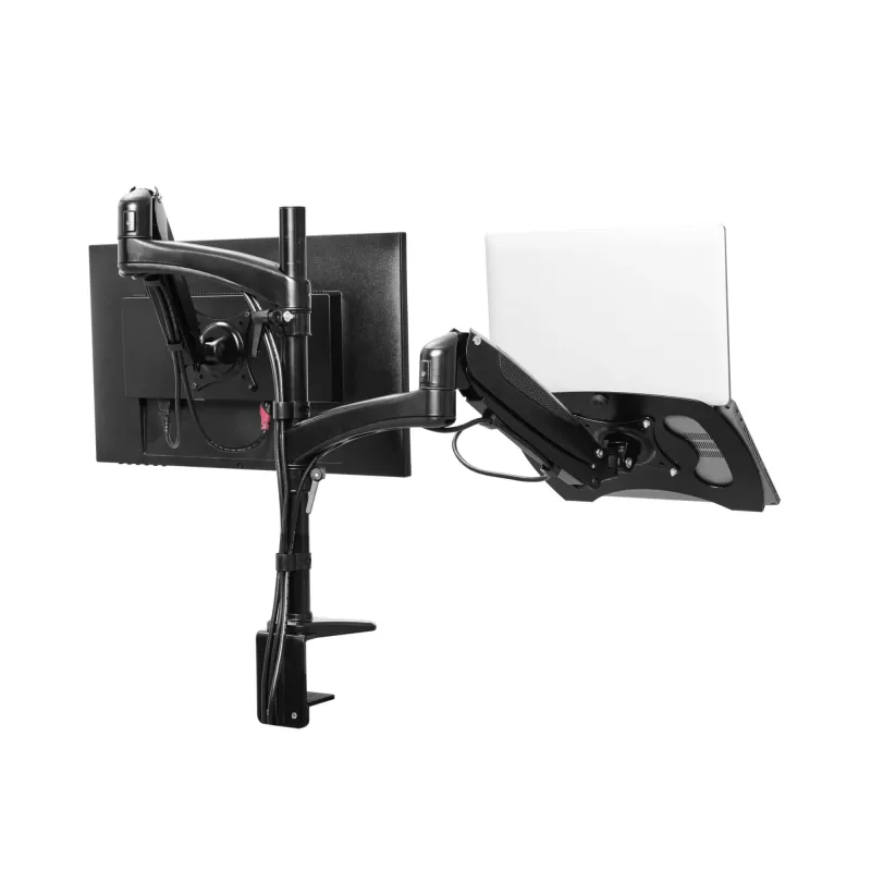 Galda stiprinājums TRUST Mara divu sviru monitoru statīvs 2 displejiem līdz 32 collām – gāzes atspere, VESA 75x75–100x100, maks. 16 kg, skava, melns