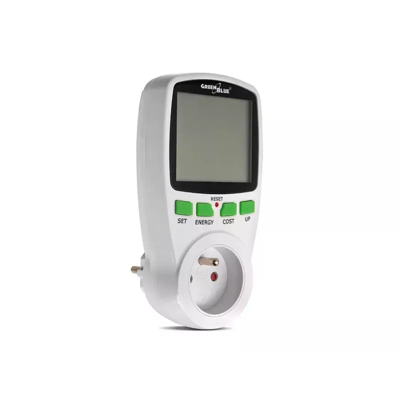 Vatmetrs GreenBlue GB202 jaudas mērītājs 0–9999 W, 3600 W max, 220–240 V, 16 A, LCD displejs