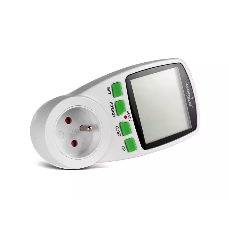 Vatmetrs GreenBlue GB202 jaudas mērītājs 0–9999 W, 3600 W max, 220–240 V, 16 A, LCD displejs