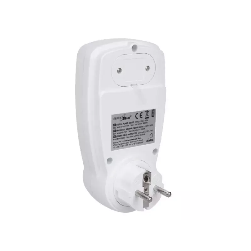 Vatmetrs GreenBlue GB202 jaudas mērītājs 0–9999 W, 3600 W max, 220–240 V, 16 A, LCD displejs