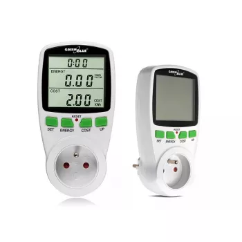 Vatmetrs GreenBlue GB202 jaudas mērītājs 0–9999 W, 3600 W max, 220–240 V, 16 A, LCD displejs