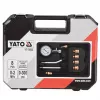 Analogais manometrs YATO YT-73022 0–20 bar, 75 mm ciparnīca, oglekļa tērauds, 0,5 m šļūtene, 4 misiņa adapteri, pārnēsāšanas futrālis