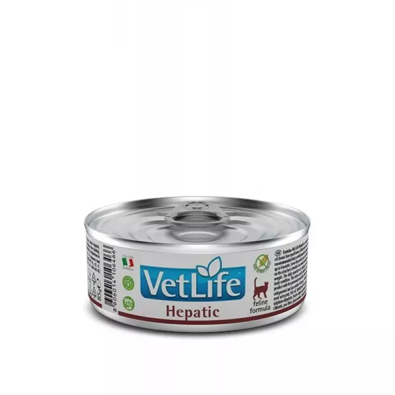 Mitrā kaķu barība Farmina Vet Life Natural Diet Cat Hepatic 85 g — aknu atbalsts, vistas gaļa, bezgraudu, pieaugušiem