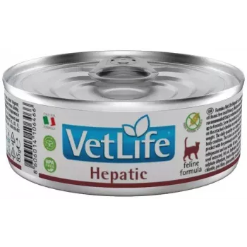 Mitrā kaķu barība Farmina Vet Life Natural Diet Cat Hepatic 85 g — aknu atbalsts, vistas gaļa, bezgraudu, pieaugušiem