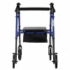 Rehabilitācijas staigulis ActionMed CH100AM — viegls alumīnija 4-riteņu, regulējams augstums 700–937 mm, sēdeklis 35×32 cm, maksimālā slodze 136 kg, salokāms