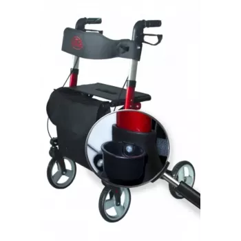 Četrriteņu alumīnija staigulis ANTAR AT51006, salokāms, regulējams augstums, 20 cm riteņi, maksimālā slodze 136 kg, sēdeklis 25×46 cm, svars 7,35 kg