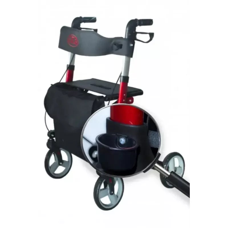 Četrriteņu alumīnija staigulis ANTAR AT51006, salokāms, regulējams augstums, 20 cm riteņi, maksimālā slodze 136 kg, sēdeklis 25×46 cm, svars 7,35 kg
