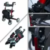 Četrriteņu alumīnija staigulis ANTAR AT51006, salokāms, regulējams augstums, 20 cm riteņi, maksimālā slodze 136 kg, sēdeklis 25×46 cm, svars 7,35 kg