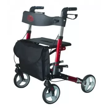 Četrriteņu alumīnija staigulis ANTAR AT51006, salokāms, regulējams augstums, 20 cm riteņi, maksimālā slodze 136 kg, sēdeklis 25×46 cm, svars 7,35 kg